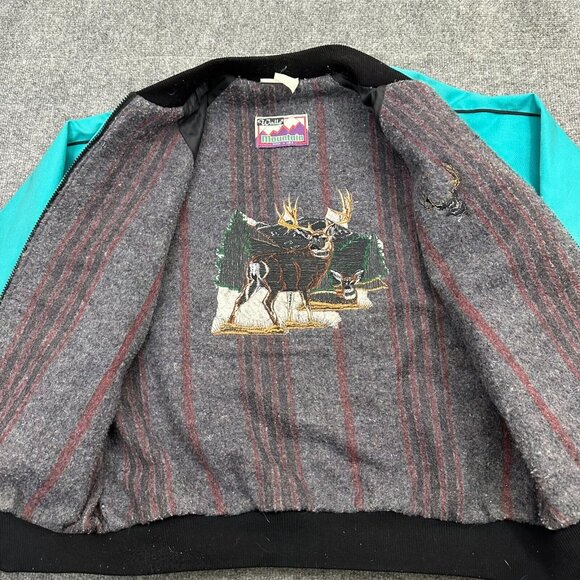 Vtg Walls Mountain Jacket Med Blue Canvas Fleece Blanket Lined Aztec Bomber USA - Picture 2 of 12